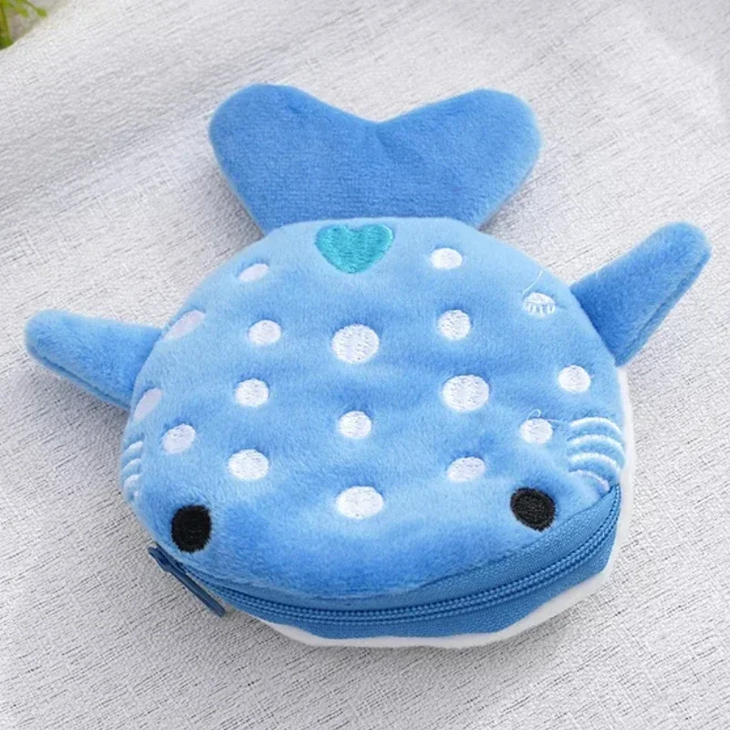 만화 상어 플러시 동전 지갑 귀여운 지퍼 지갑 돈 카드 데이터 케이블용 돈 지갑 어린이 및 성인용 선물