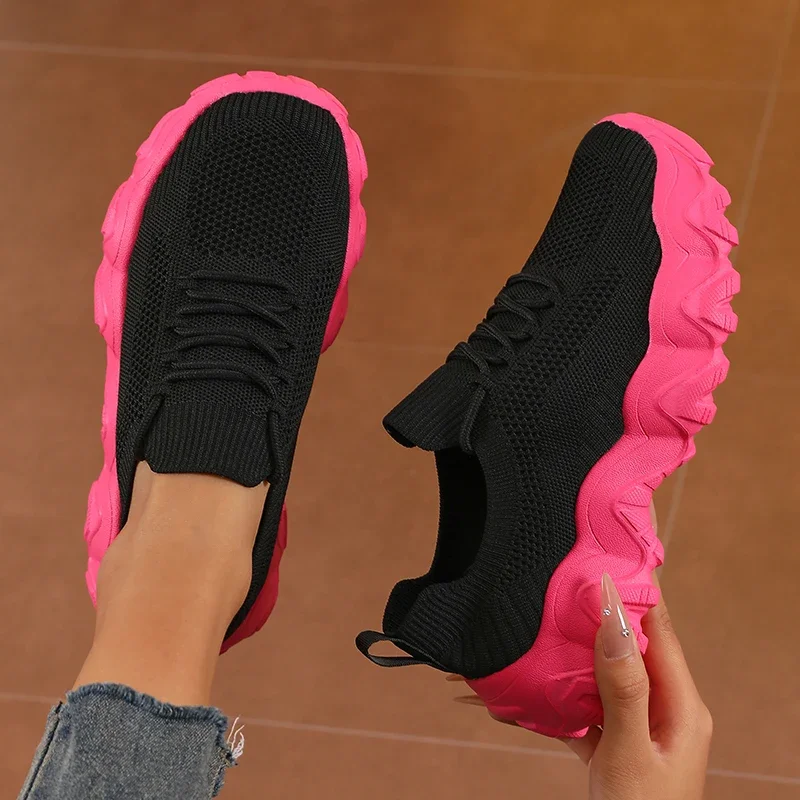 Lindos zapatos de malla con cordones para mujer, zapatillas de deporte versátiles de diseño a la moda, ligeras, transpirables, cómodas, zapatos para caminar al aire libre