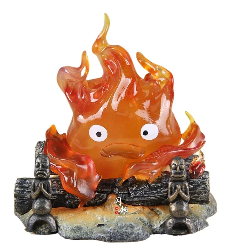 Cartoon Calcifer Objects Lamp Cartoon Anime Candle Action Figure Statue Model Doll Toys Collection Desktop Ornament kids gift