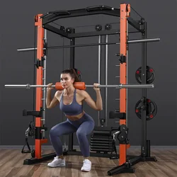 Power Cage Home Gym Fitness Exercise Workout Strength Training Equipment Squat rack with Linear Bearing Weight Bar