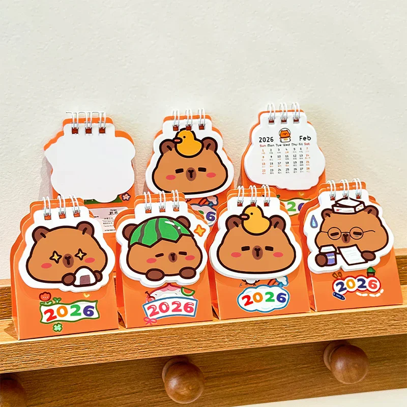 1 шт. 2026 мини-капибара настольный календарь карманный портативный ежедневный календарь-планировщик украшение рабочего стола офисные канцелярские принадлежности