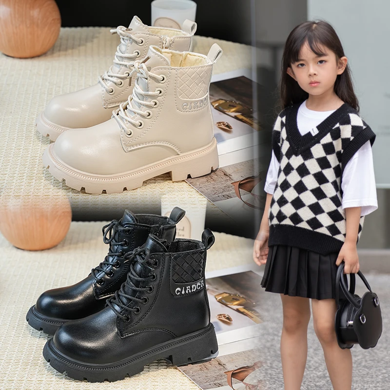 

Детские ботильоны для девочек, новинка 2023 года, зимние детские ботинки с дышащей подкладкой, школьная обувь в корейском стиле на мягкой подошве для девочек, ботинки