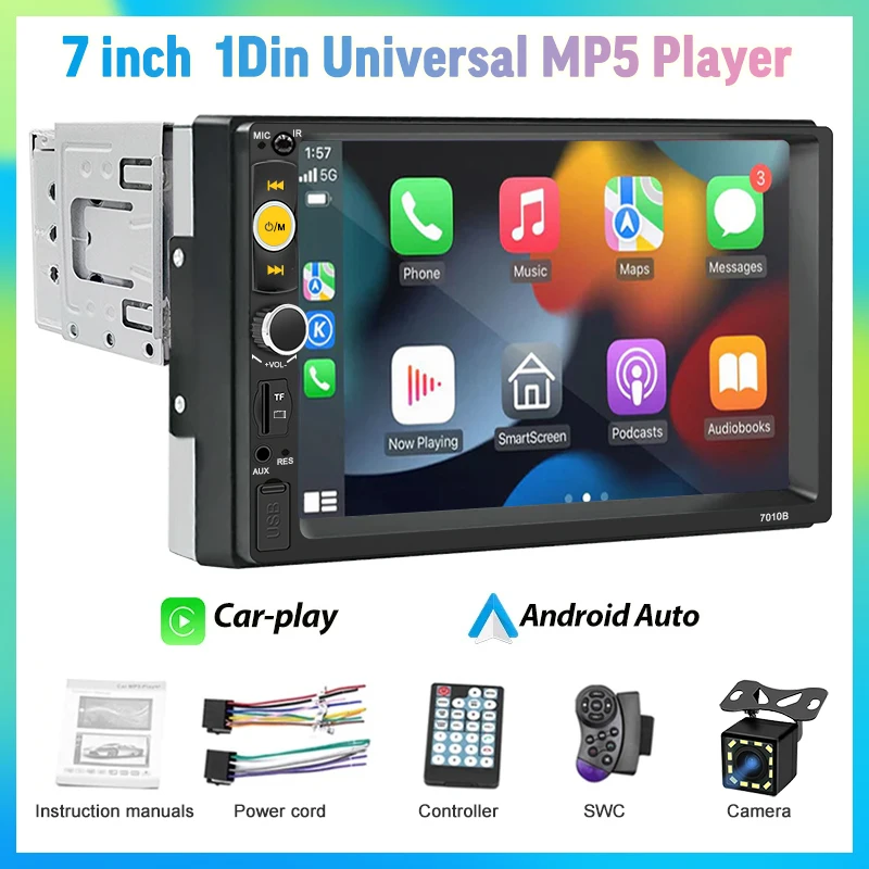 7inch Carplay Android Auto 1Din Car RadioMultimedia MP5 Player Car Stereo Bluetooth USB TF FM AUX For Toyota Honda Car Radio