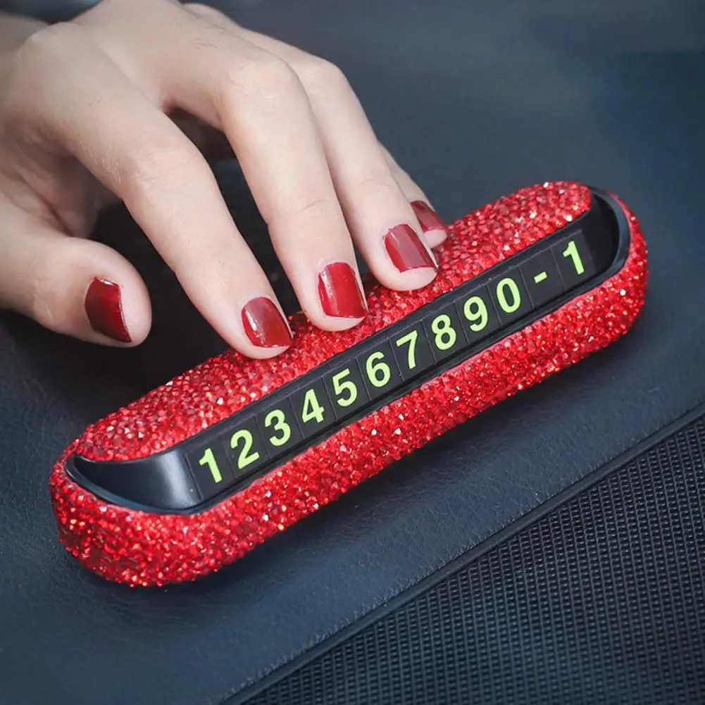 Accessories Colorful Gift Phone Number Card Hideable Sun-resistant Compact Hidden Rhinestone Number Card for Business Gifts Car