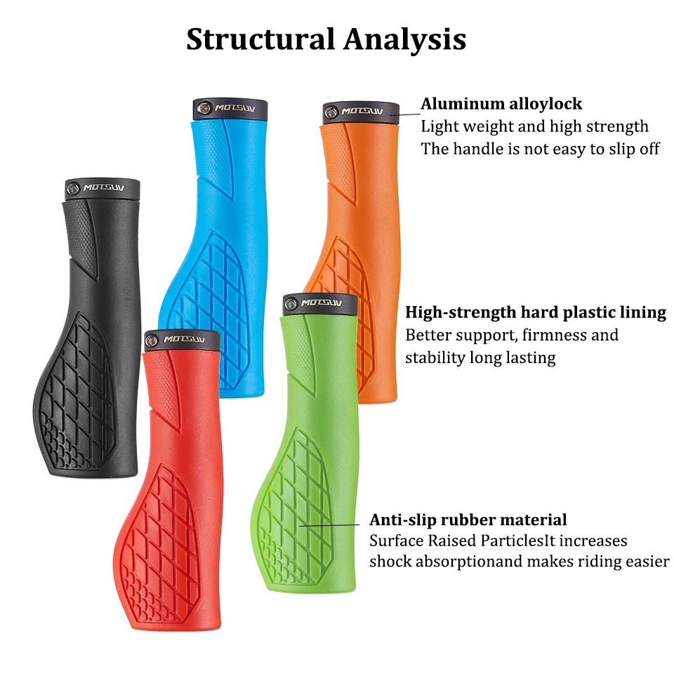 2PCS Upgrade Non-slip Mountain Bike Handlebar Grip Soft Rubber MTB Grips Anti-skid Comfortable Lockable Bicycle Grips Bike Parts