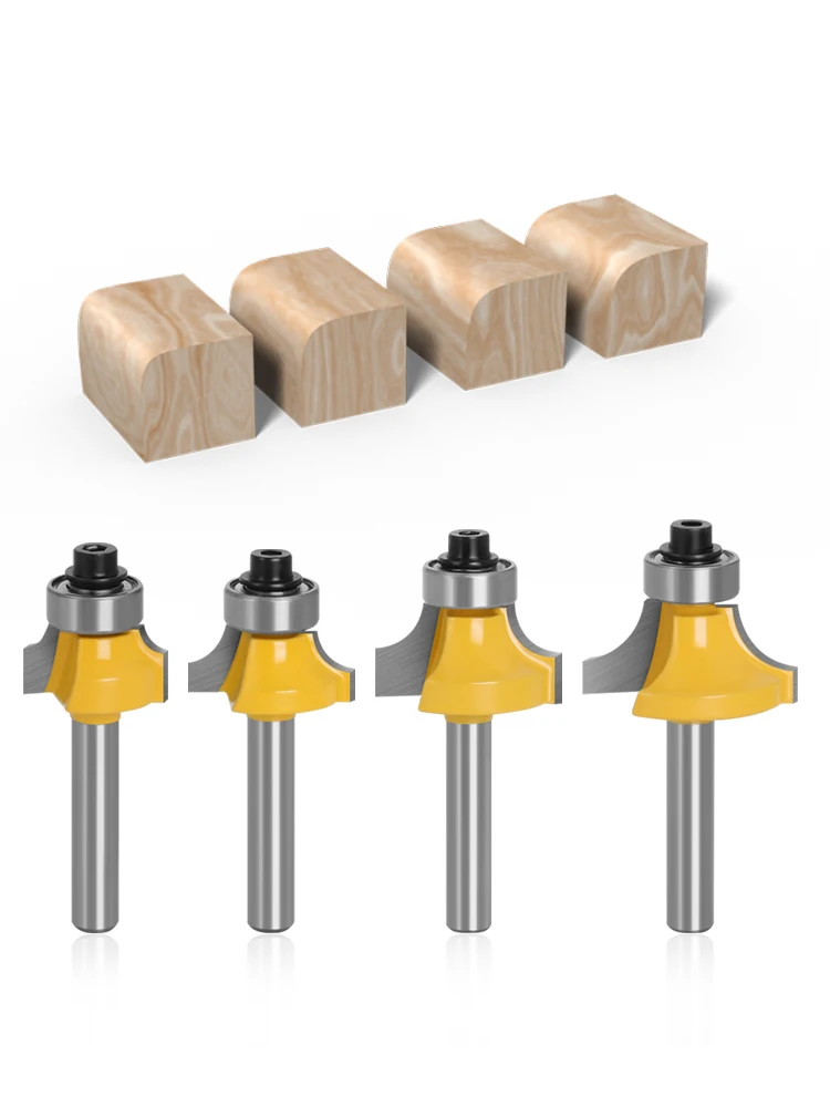 XHYkern Router Bit 1/4" & 6mm Shank Roundover Carbide Tipped Edge Rounding Milling Cutter, 8 Sizes R3.2-7.96 For Wood Trimming