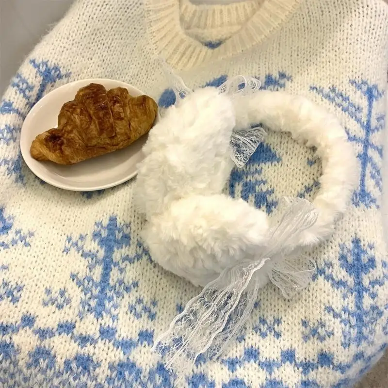 豪華なレースのハートイヤーウォーマー 女性用 さまざまな頭のサイズ アウトドア 冬のアクティビティ 屋外で暖かく保ちます