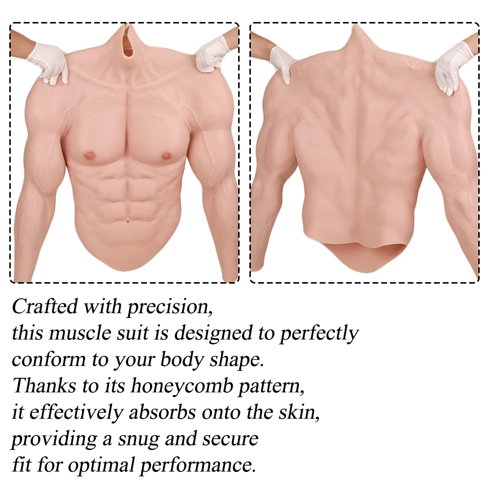 Silicone Muscle Suit Fake Belly Body For Cosplayers Bodybuilding Chest Man Crossdresser Movie props Chest Muscles Costume