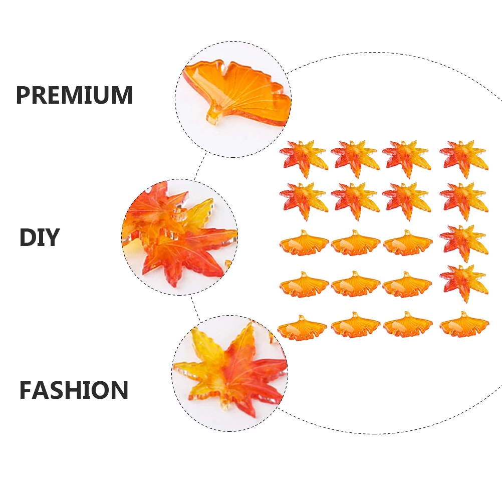

20pcs Maple Leaf Ginkgo Leaf Pendant Charms Diy Bracelet Earring Keychain Accessories Fashion Stylish Durable Decorative Gift