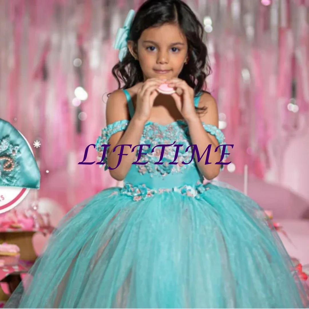 

Мини-платья Quinceanera по индивидуальному заказу, мексиканское бальное платье, тюль с жемчугом, платья с цветочным узором для девочек на свадьбу, очаровательные пышные платья для малышей