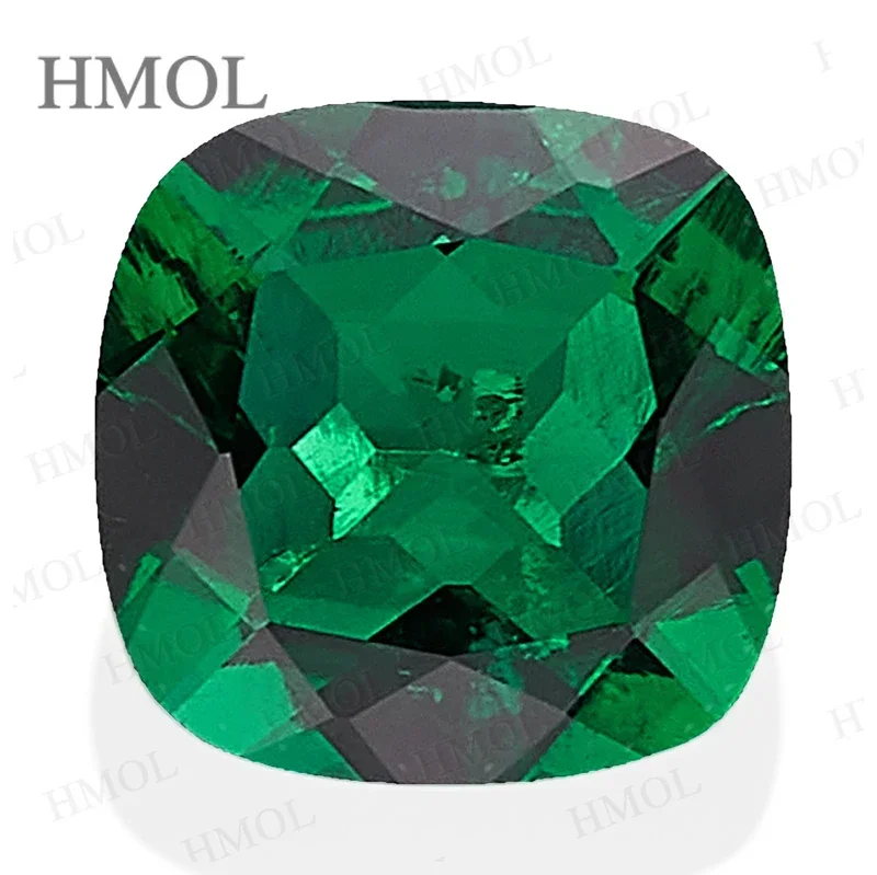 Lab Grown Zambian Emerald Square Cushion Shape Green For Jewelry Women Selectable AGL Certificate With Cracks Inclusions Inside