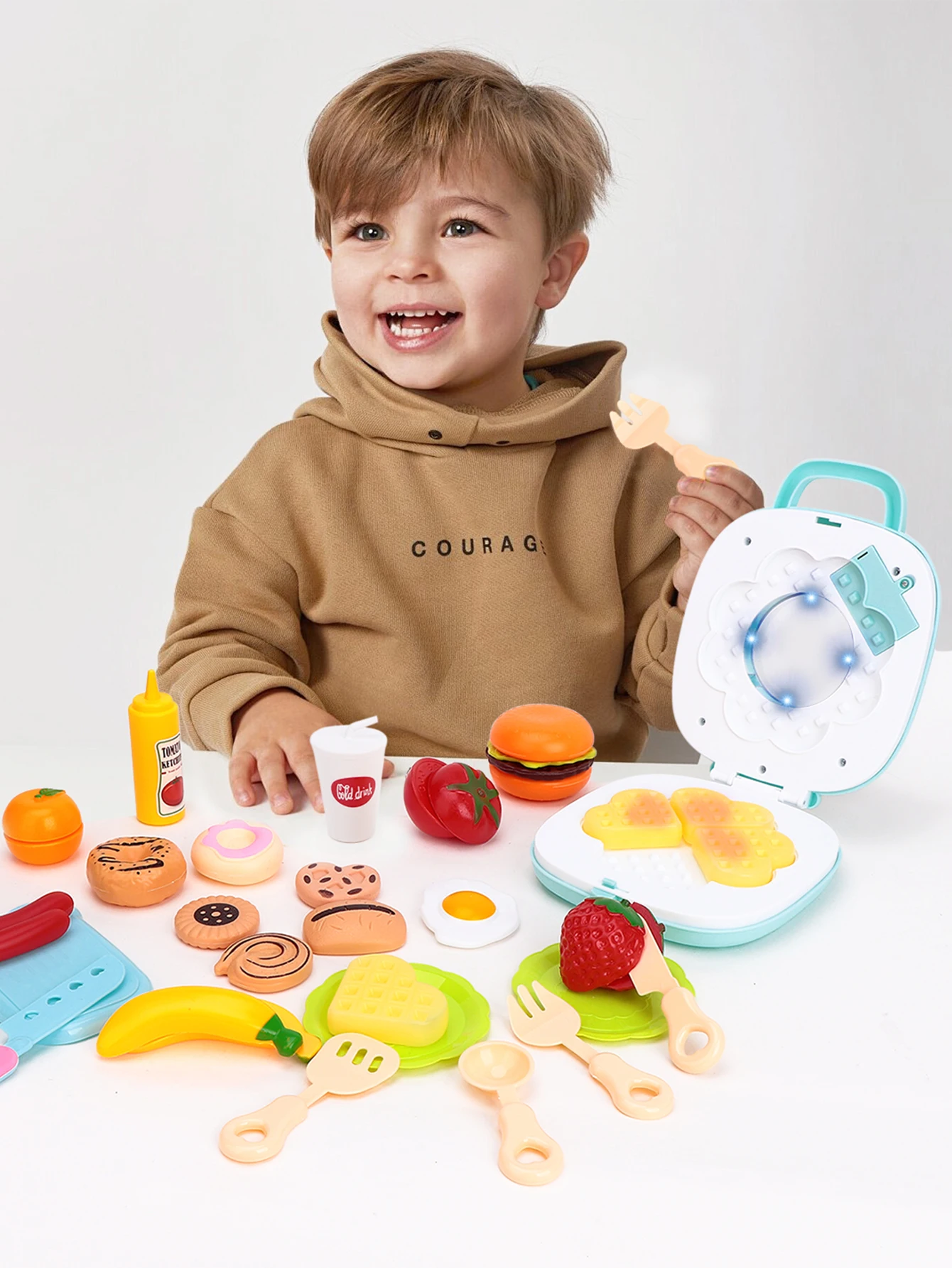 Juego de gofres, juguetes de comida para niños, juego de fiesta de té para niñas pequeñas, juego de cocina, juego de simulación de cocina