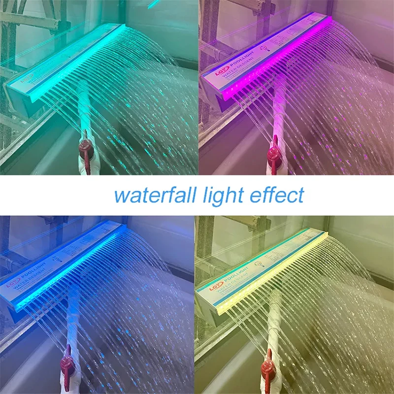 

Waterfall Descent Garden Spillway Water Sheer Blade Outdoor Acrylic IP68 2 Years Warranty RGB Muti-color Changing