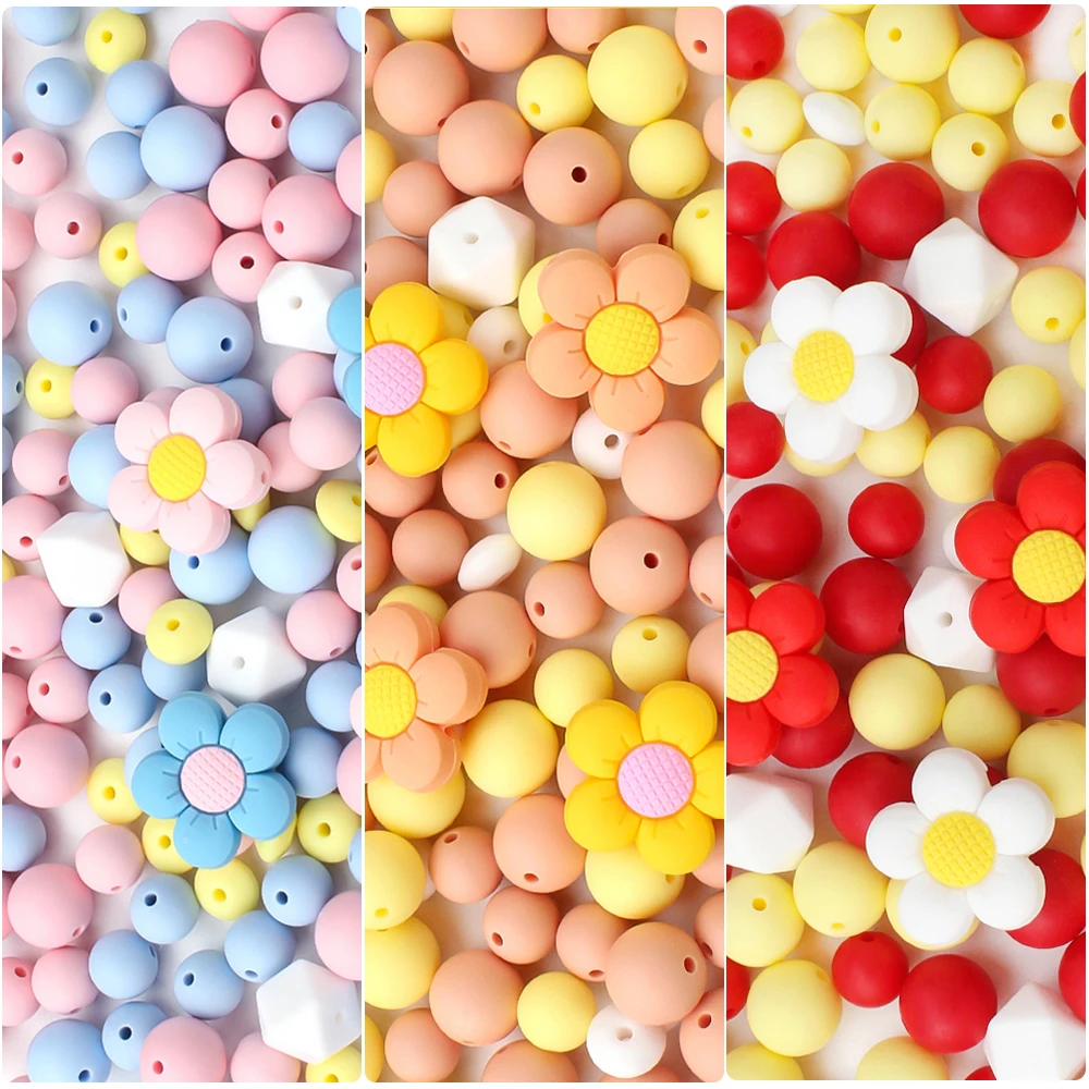 

34Pcs/Lot Новый Силиконовые Бусины Цветочная Тема Бусины Набор Для Изготовления Ювелирных Изделий DIY Бисер Ручка Брелок Ювелирные Аксессуары Подарки