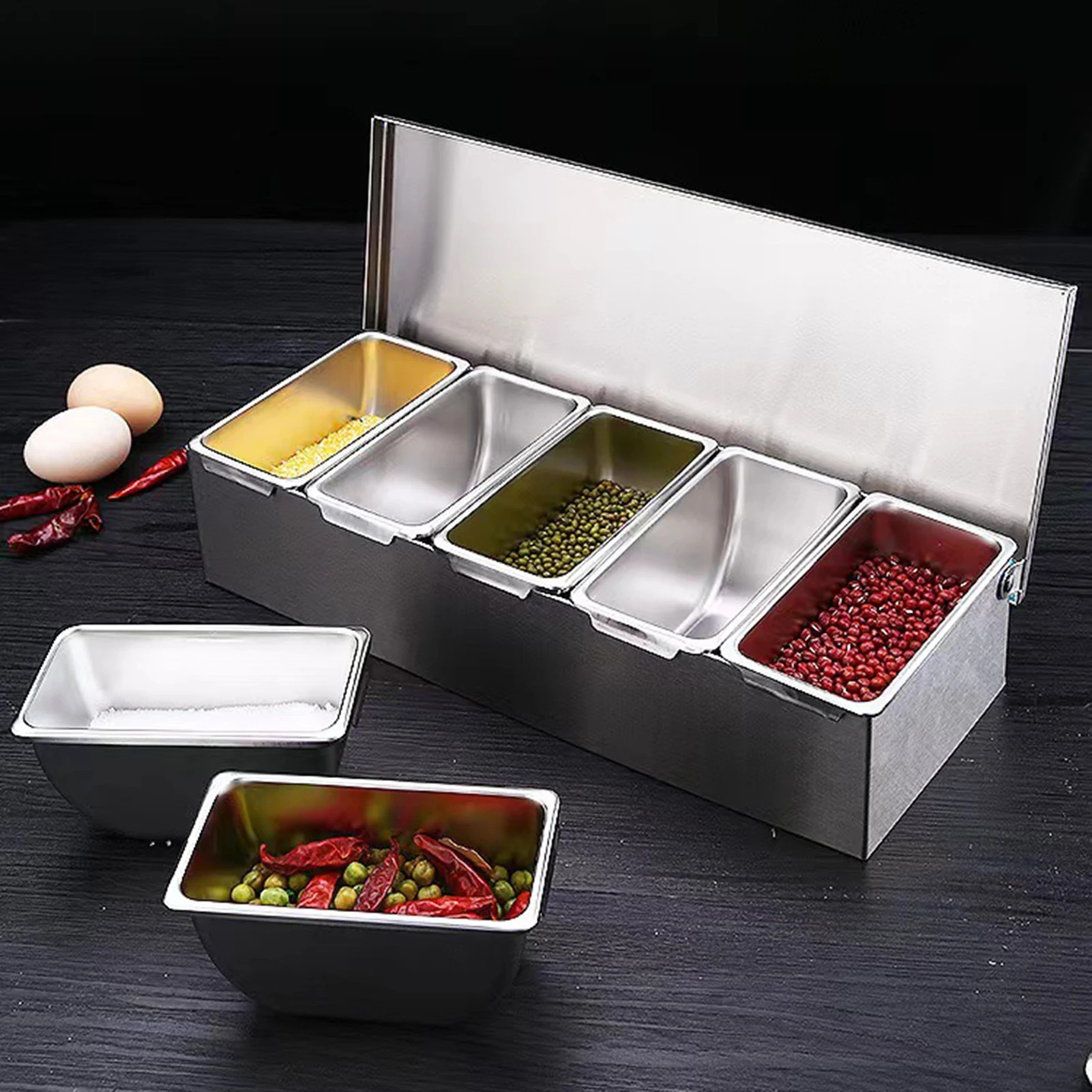 

Kitchen Square Seasoning Box Stainless Steel Spice Box Easy To Clean Suitable For Restaurant Chef Kitchen Organizer Supplies