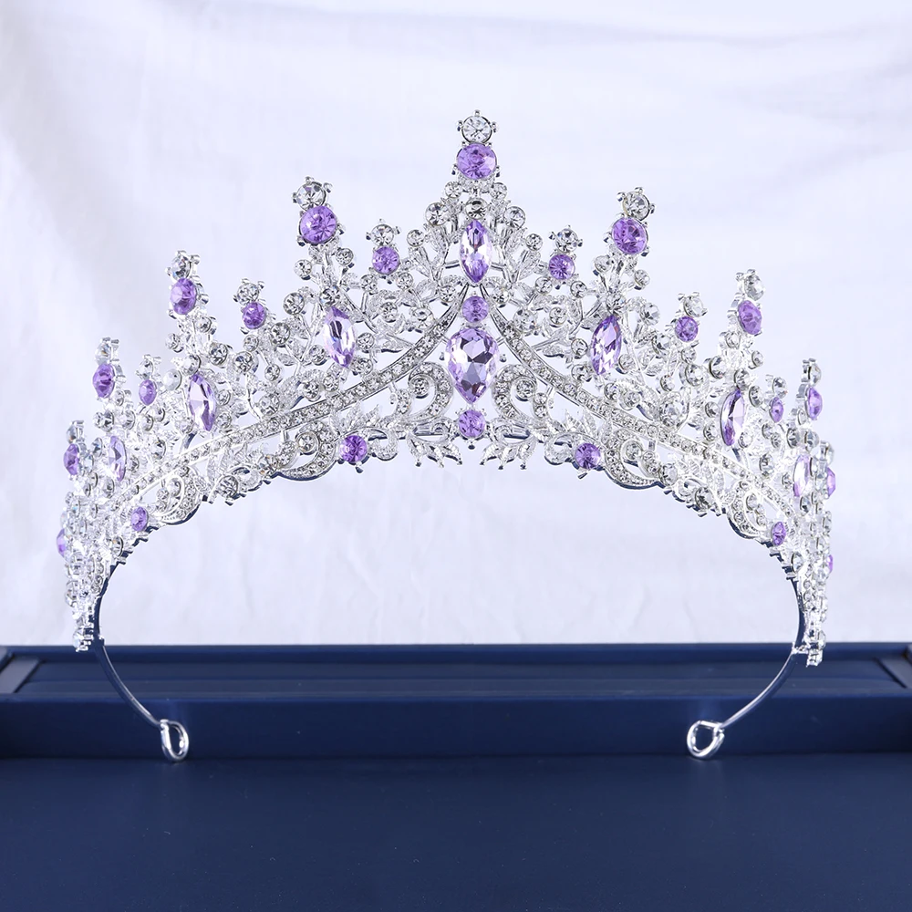 

Luxury Women Tiara Bridal Gem Crystal Wedding Crown Colorful Queen Tiara For Party Jewelry Hair Accessories