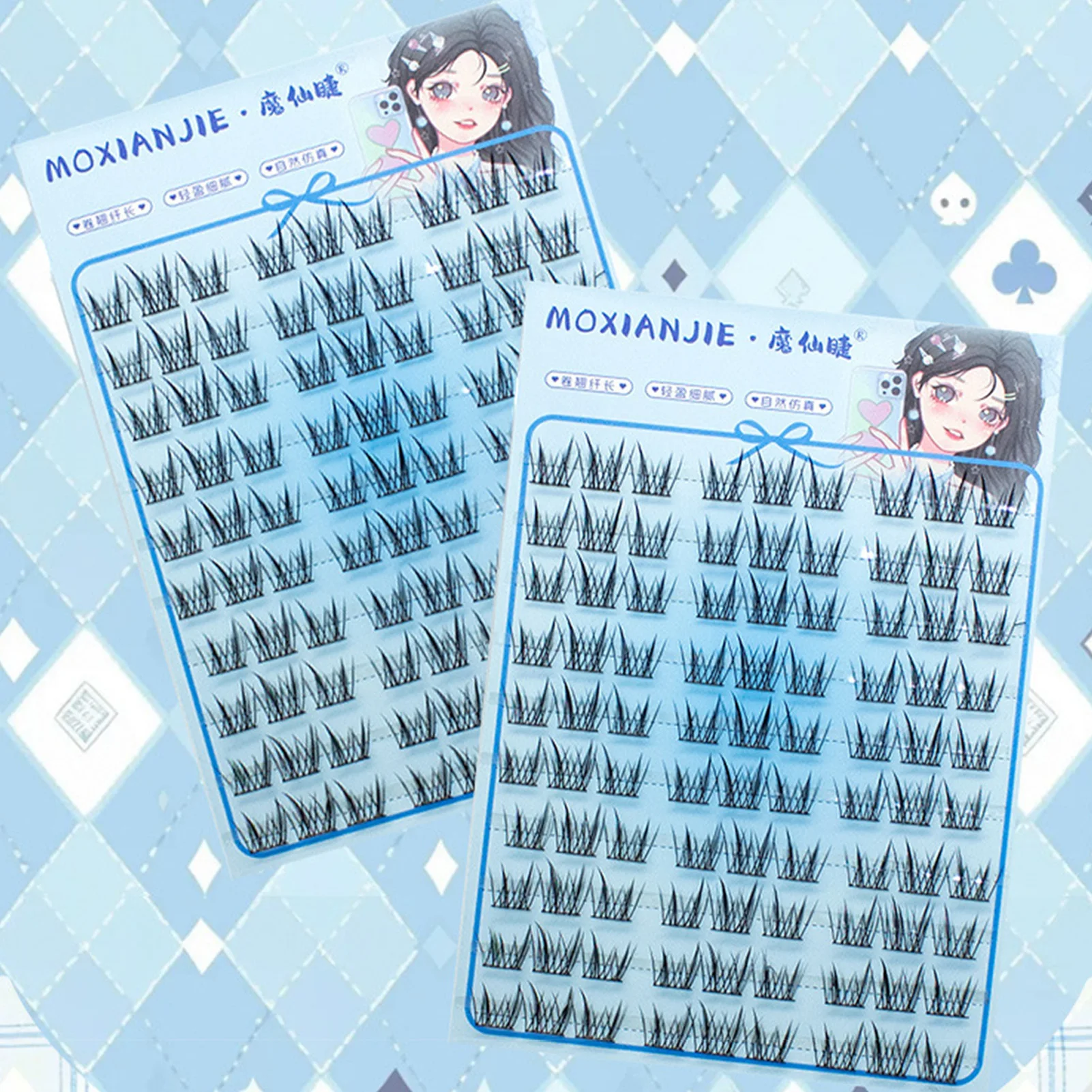 Estilo coreano fofo cílios postiços conjunto cluster natural preto c-curl para mulheres maquiagem dos olhos uso diário festa