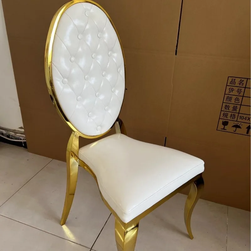 Stainless steel dining chair home banquet hotel European conference back chair chairs light luxury wedding leather chair wholesa