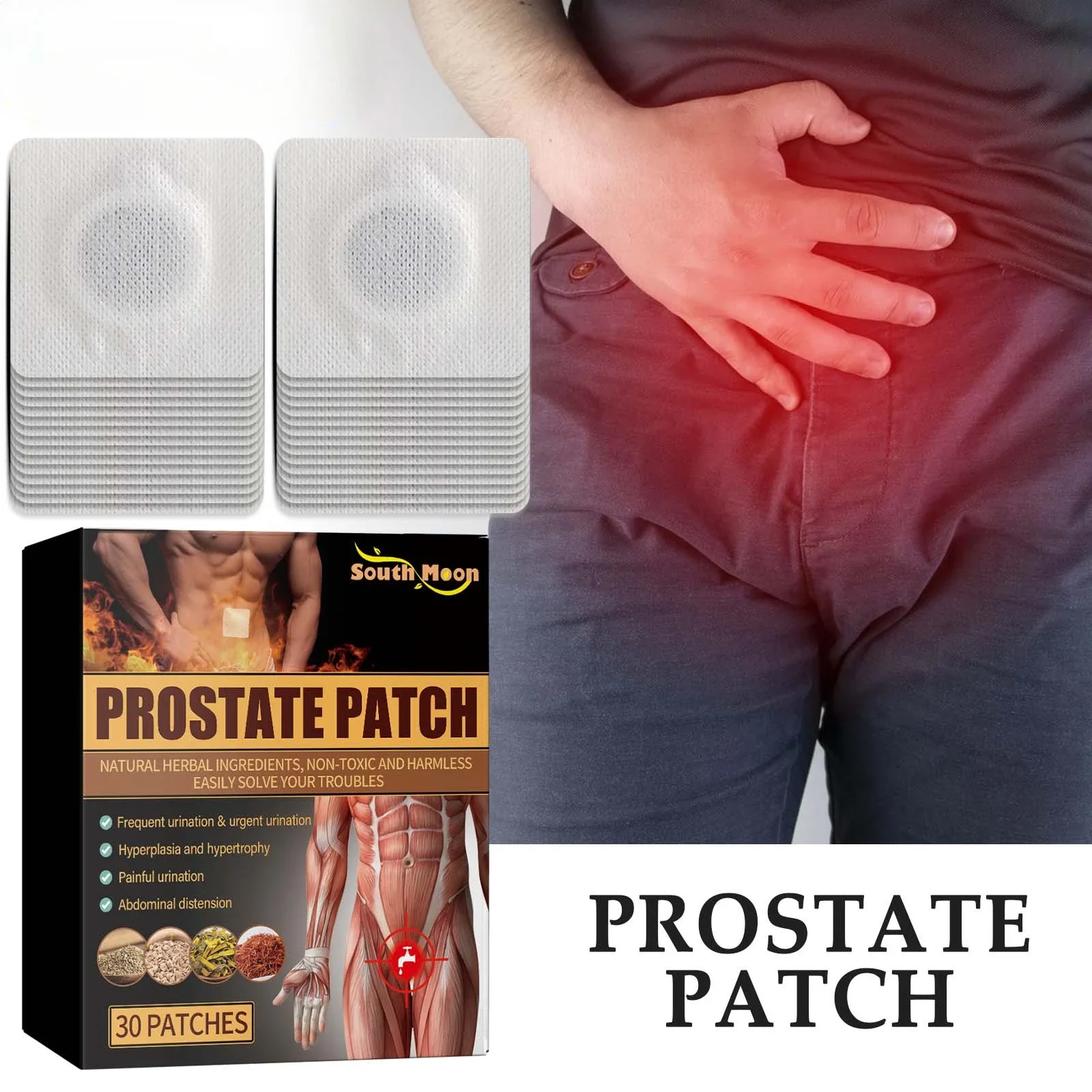 Prostate Massage Patch Relieves Discomfort Mild Promote Blood Circulation Herbal Treats Safflower Improves Problems Body Care