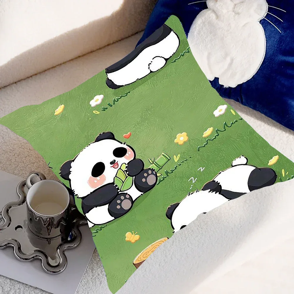 Cartoon Black and White Panda Pillow Cover Sofa for Home Use