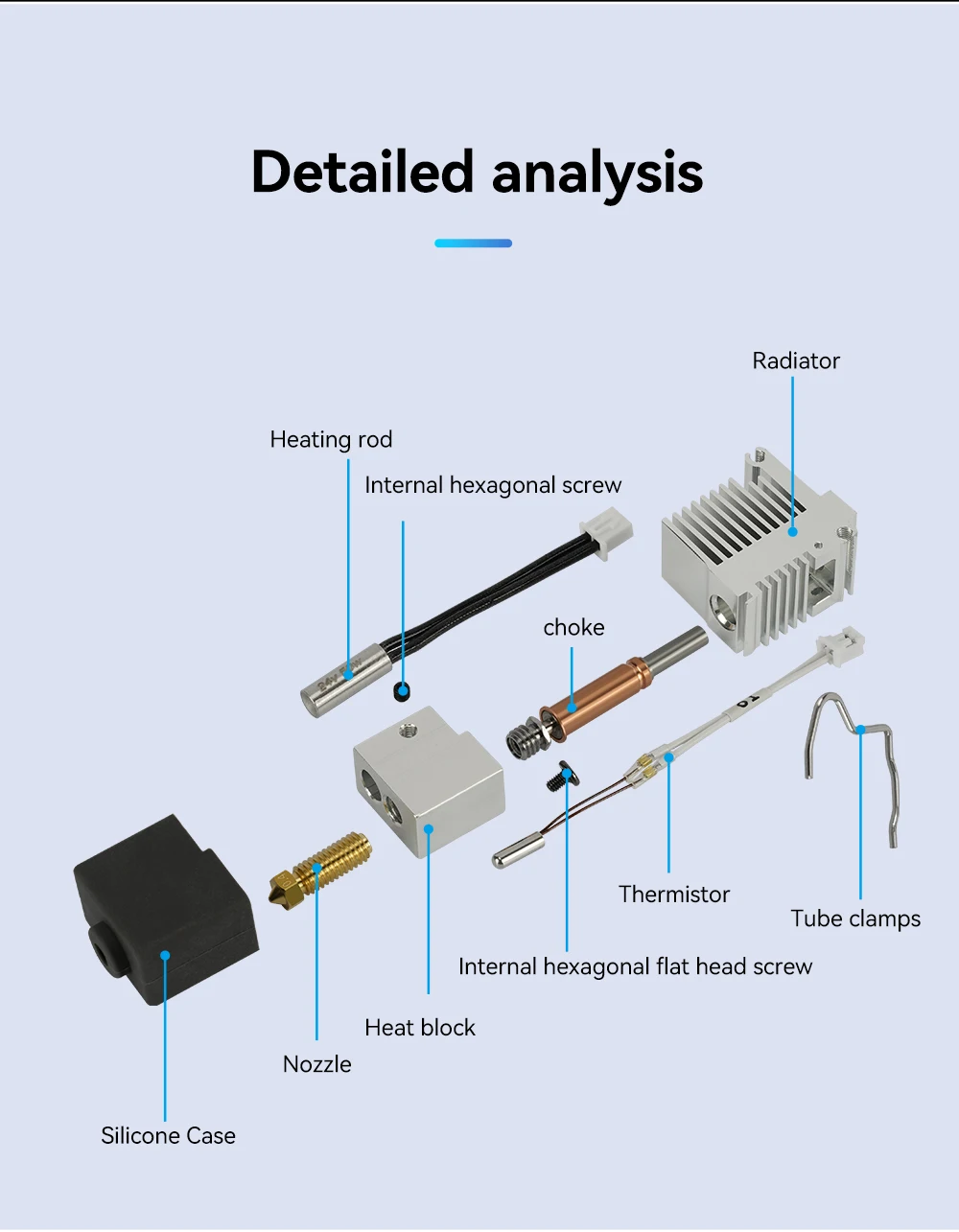 Für Anycubic Kobra 3 Combo Hotend Düse Thermistor Heizrohr 24 V 50 W Heizblock für Anycubic Kobra3 Ersatzzubehör – Detail 3