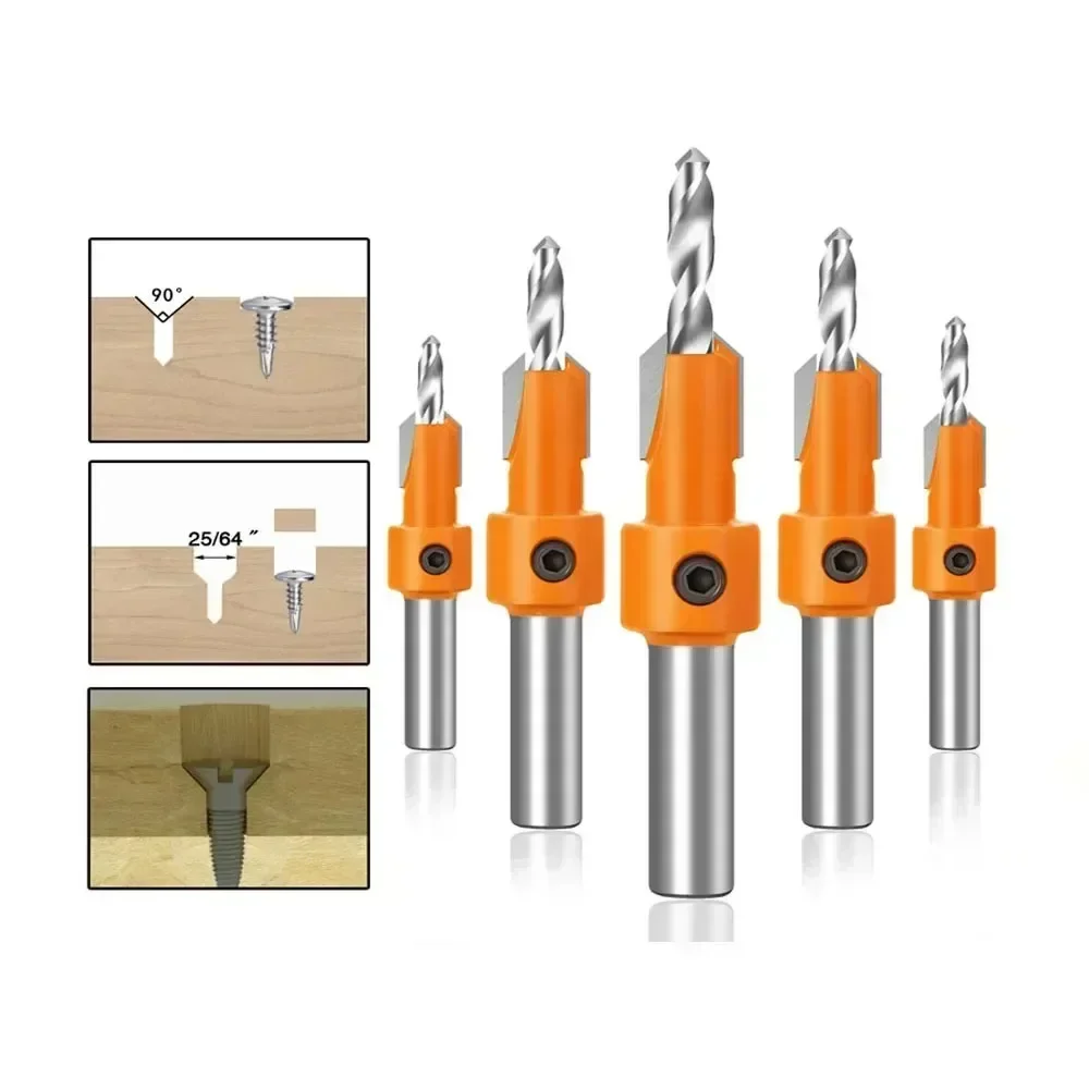 

5 шт., 8 мм/10 мм, HSS, зенковка, сверло, набор фрез для деревообработки, фреза по дереву, фреза для волокнистого пластика, пластик