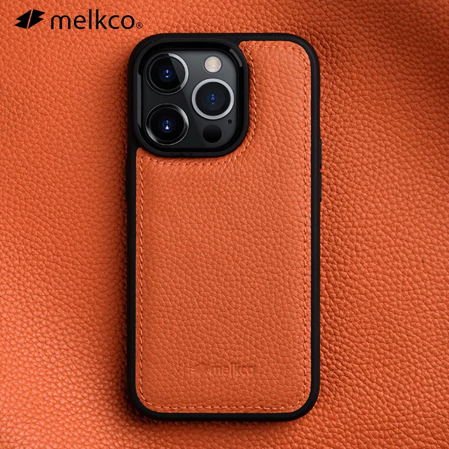 Melkco Premium Genuine Leather Case for iPhone 14 Pro Max Luxury Fashion Business Natural Cowhide Phone Cases Cover