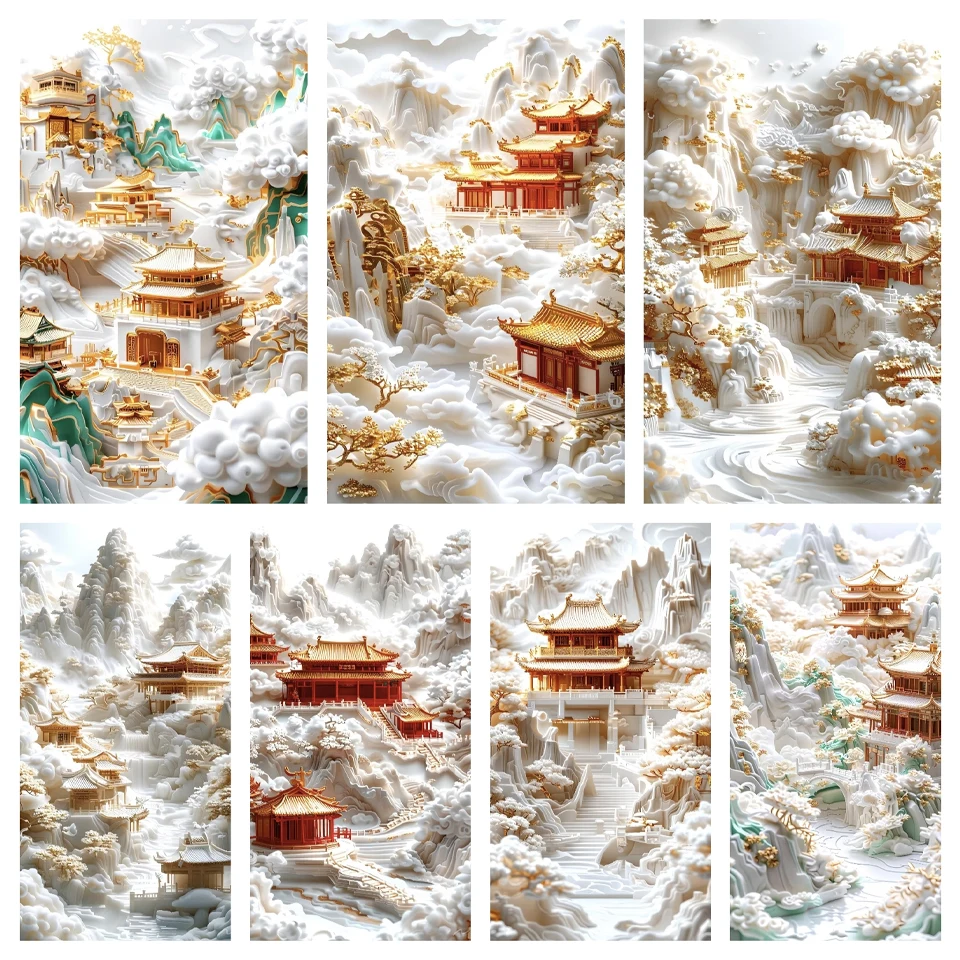 

DIY Diamond Painting Platinum Castle New Product 2025 Full Diamond Mosaic Rhinestone Cartoon Picture Home Decoration