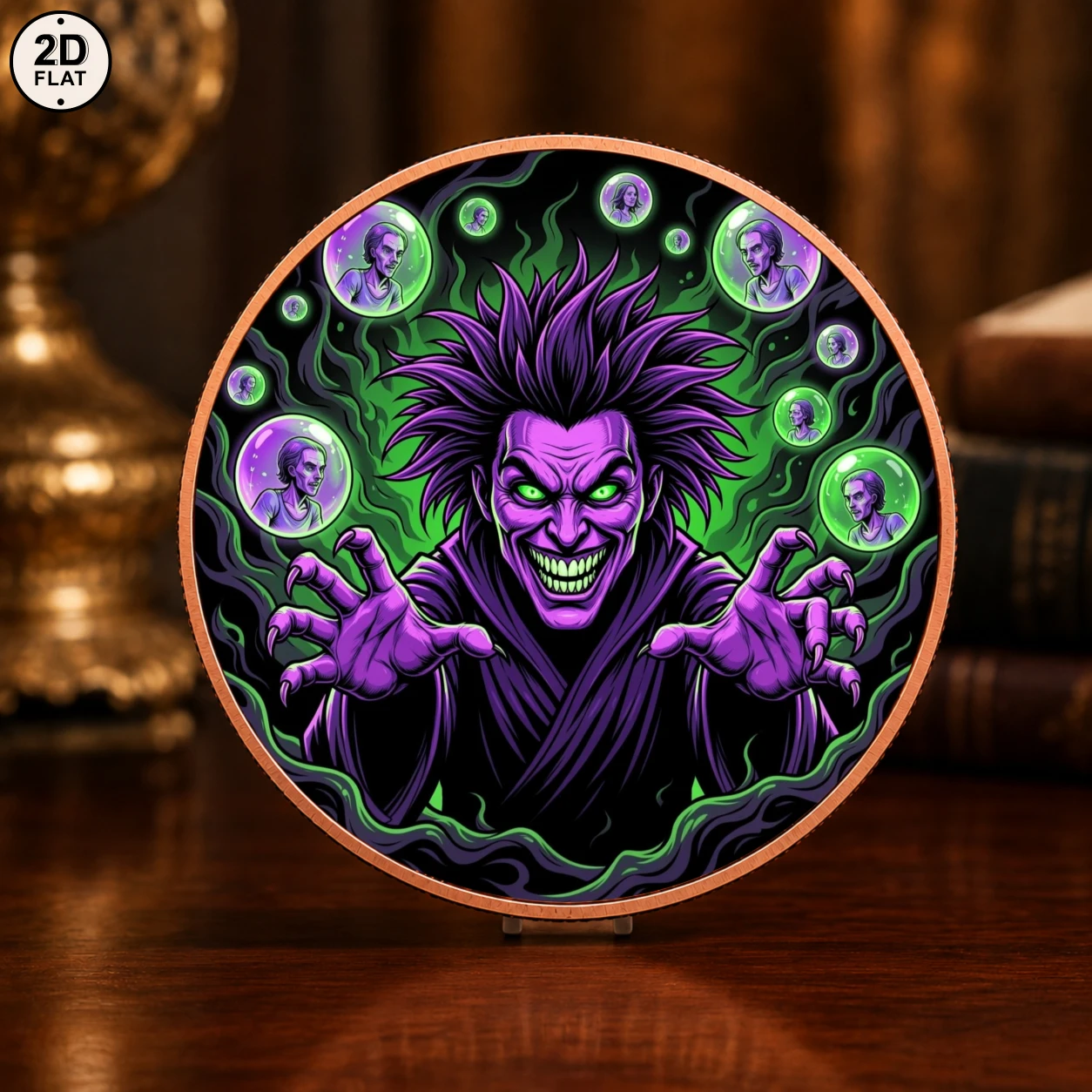 1pc 1oz .999 Fine Copper Evil Sorcerer Ghost Challenge Coin Dark Fantasy Wizard Collectible Medal Keepsake Gifts for Gothic Fans