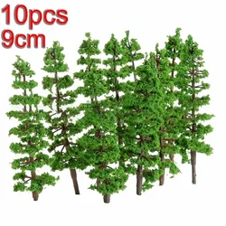 10Pcs Trees Model Green For Scale Railway Layout 9CM Miniature Sandtable Model Scenery DIY For Scene Decoration