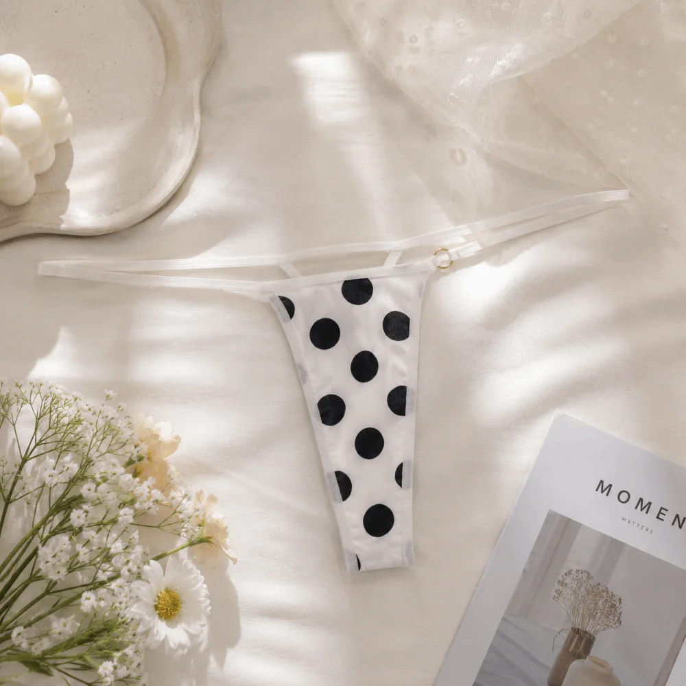 Breathable Seamless Women Thongs Low Waist Dots Leopard Panties Ice Silk Underwear T-back Briefs Everyday Wear