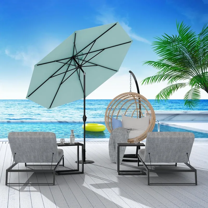 10-Year-No-Fade - 9 Feet outdoor umbrella Seawater Aqua Polyester Fabric - Umbrella Outdoor