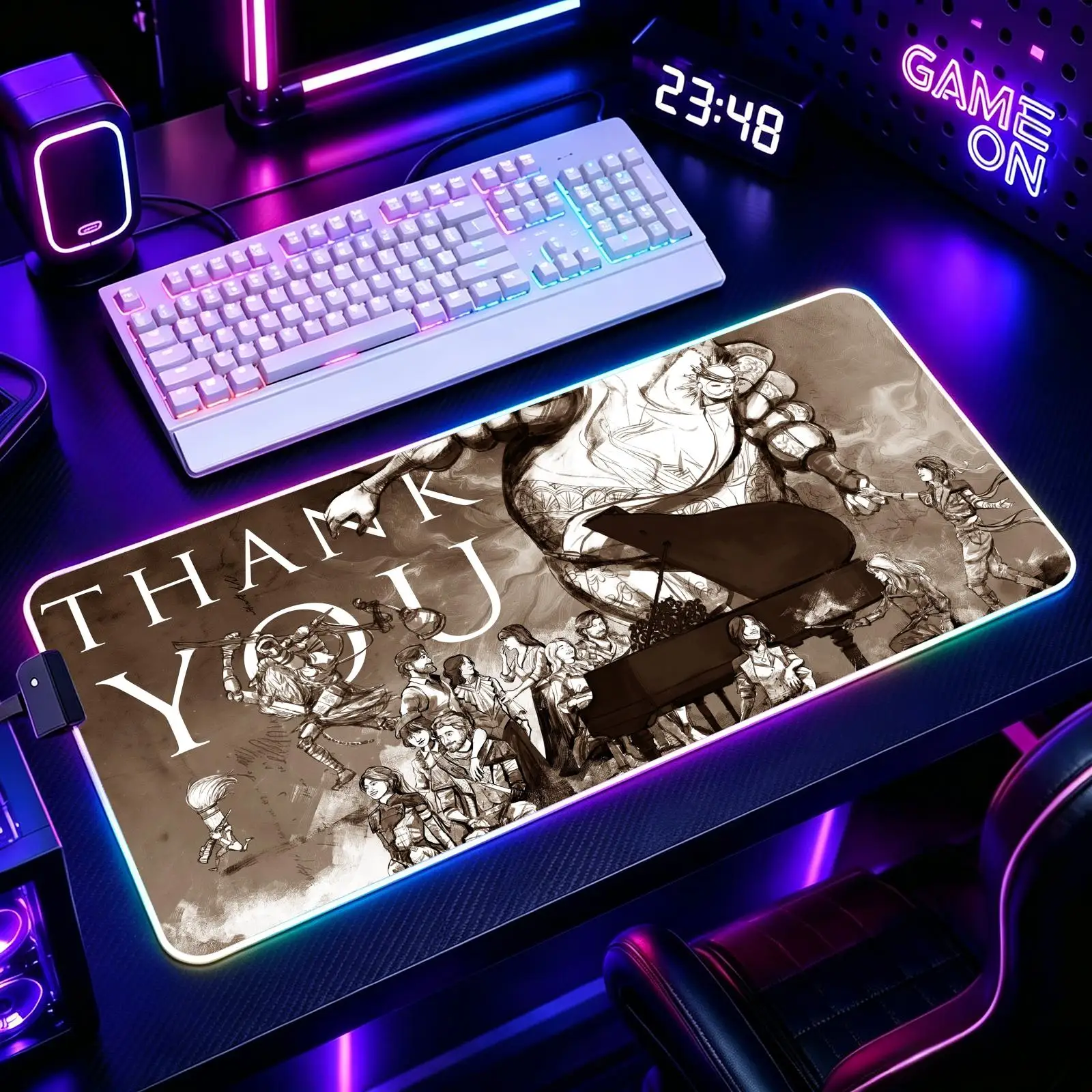 Mouse Pad RGB Color Changing Gaming Mouse Pad, Stitched Edges, XXL Large Keyboard Desk Mat Clair Obscur Expedition 33