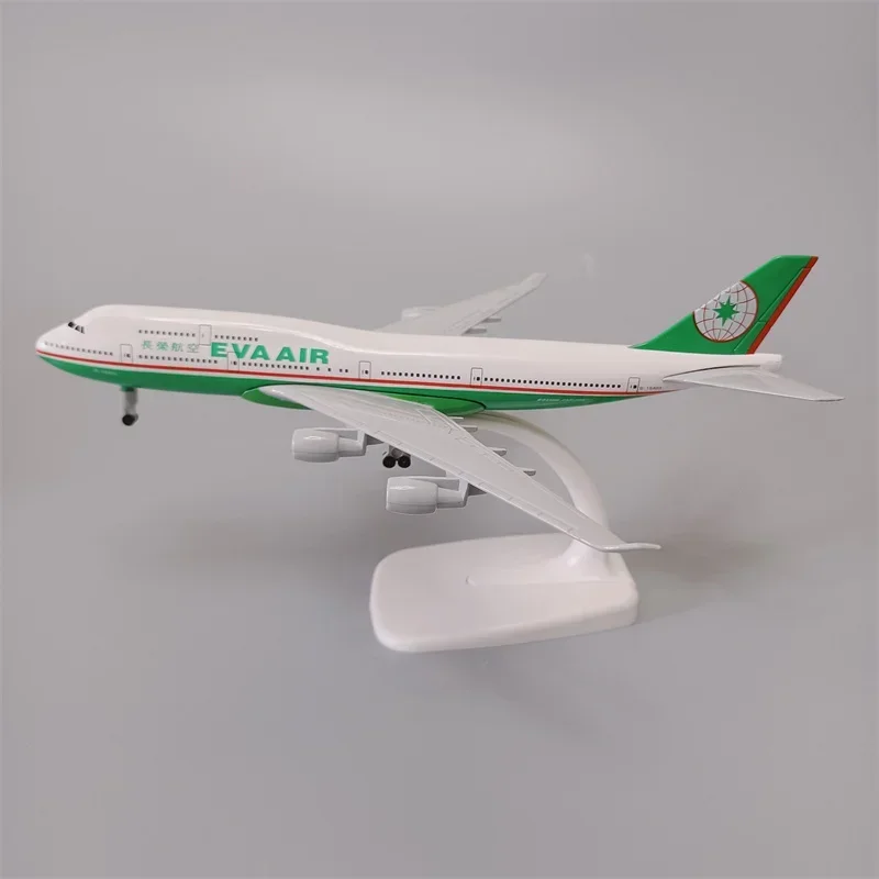 20cm aleación Metal Taiwán EVA Air Boeing 747 B747-400 aerolíneas modelo avión Diecast avión con ruedas trenes de aterrizaje