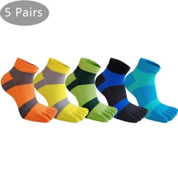 5 Pairs Sport Toe Ankle Socks Compression Cotton Striped Colorful Bike Run Sweat-Absorbing Deodorant Invisible 5 Finger Socks