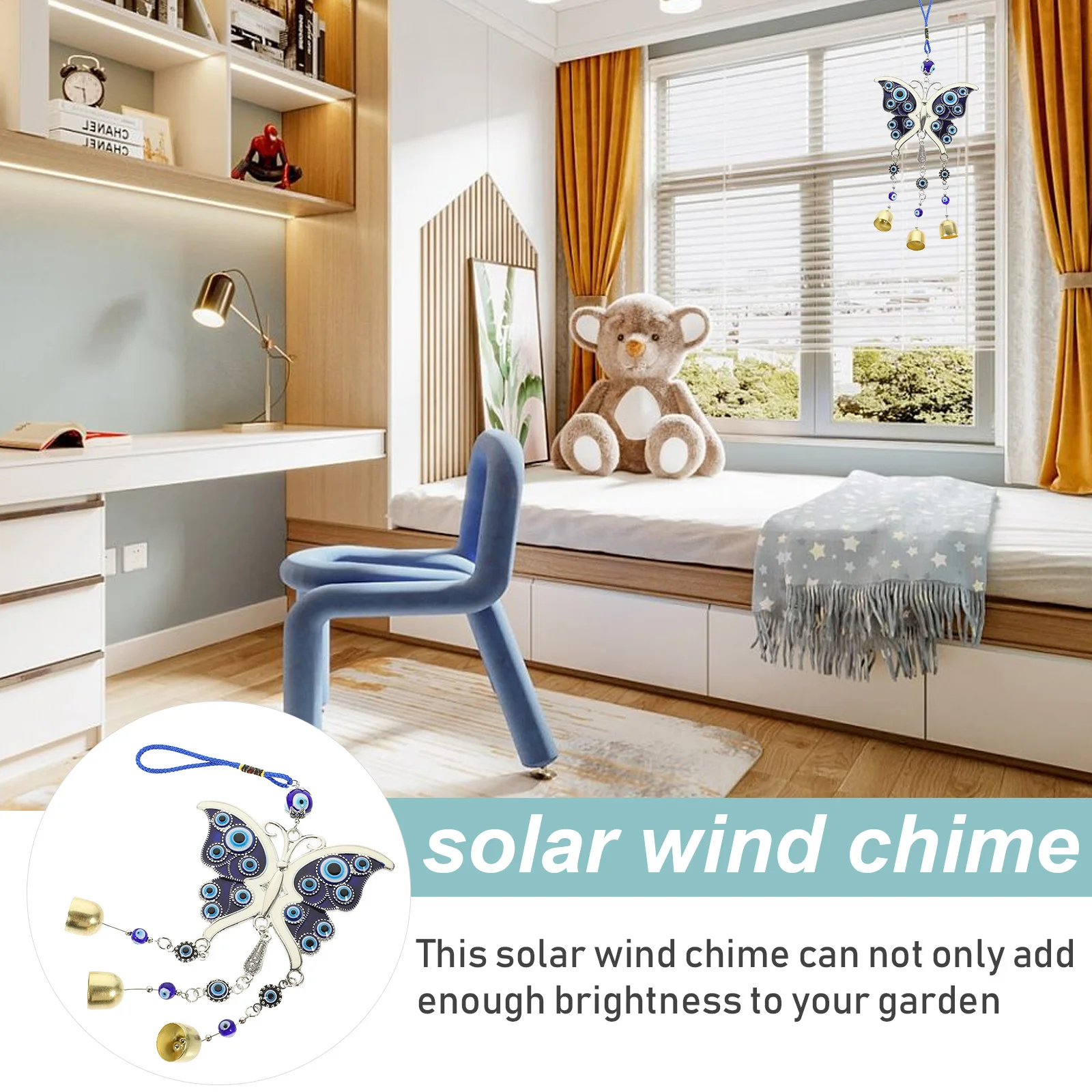 

Metal Butterfly Wind Chime Exquisite Gift Romantic Sound Hanging Decor Indoor Outdoor Ornament Festival Decor Wind Bell Pendant