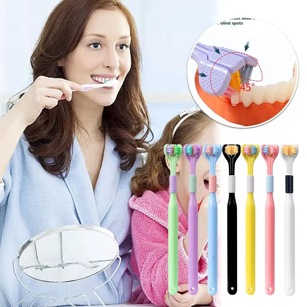 Brosse à Dents Stéréo 3D PBT Ultra Fine à Cheveux Doux pour Adulte, Soins à Trois Côtés, Grattoir à Langue, 360 °, Oral Alea A2L3