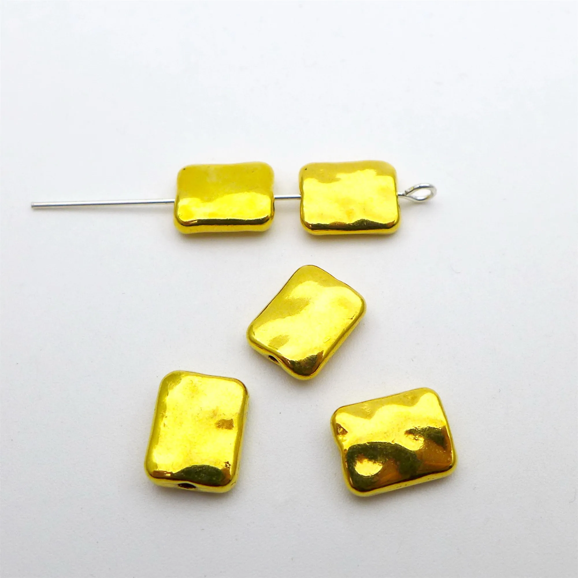 100 pcs 8.8*11MM Zinc Alloy Gold Flat Rectangular Small Hole Separator Beads Jewelry Earrings Women Bracelets Free Shipping