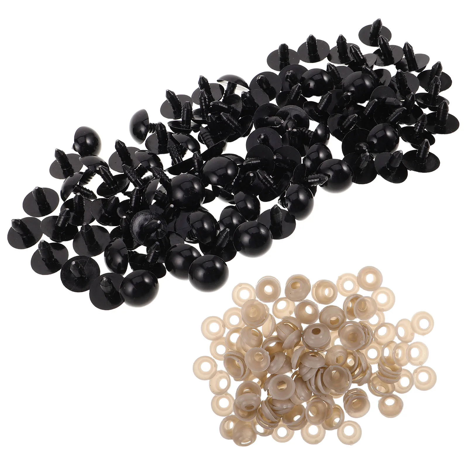 

150Pcs Safety Black Plastic Eyes with Washers for Crochet Stuffed Animals DIY Craft Eyes Soft Animal Supplies DIY