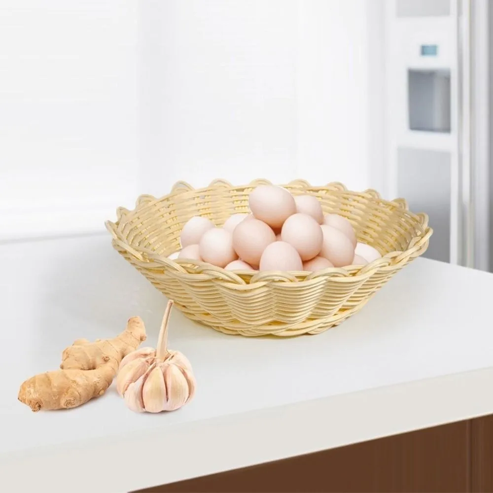 Multifunktionale Imitierte Rattan-Obstschale Retro Geflochtener Kreativer Haushalts-Süßigkeitenbehälter Picknick-Snack-Korb
