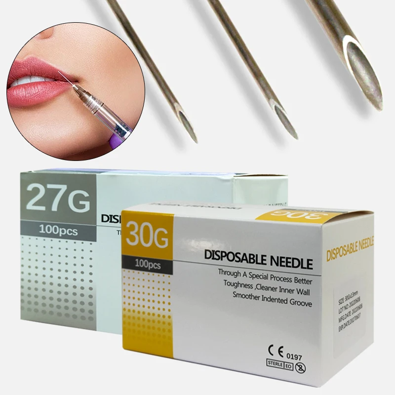 Disposable Painless Small Needle 30G 34G 1.5mm Sharp Tip Meso Irrigator For Superfine Beauty Needle Eyelid Lip Tool