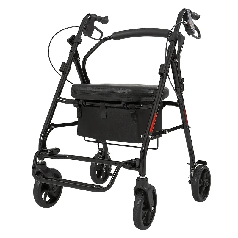 The elderly trolley can sit folding elderly shopping cart walking assistance four-wheeled portable scooter car