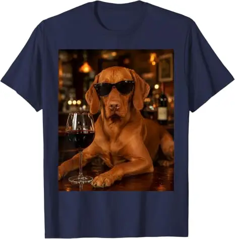 Vizsla trinkt Wein Sonnenbrille Lustiges Hunde-Meme T-Shirt Y2k Bar-Kunst Vizsla trinkt Wein Hund Grafik Ästhetische Kleidung Grafik – Detail 17