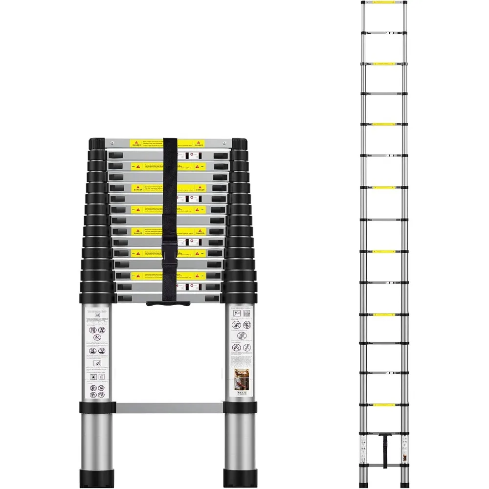 

Telescoping Extension Ladder 15.5FT, Aluminum Telescopic Ladders with Carry Bag for Outdoor Indoor Use,capacity 330lb/150kg