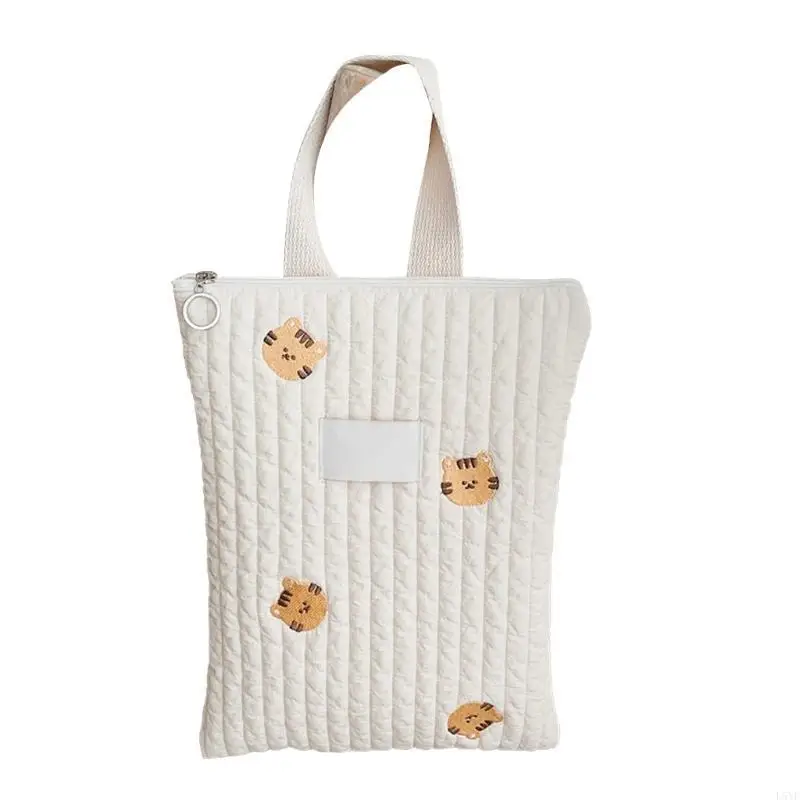 

L5YF Cartoon Embroidery Diaper Zipper Bag Newborn Baby Diaper Bag Nappy