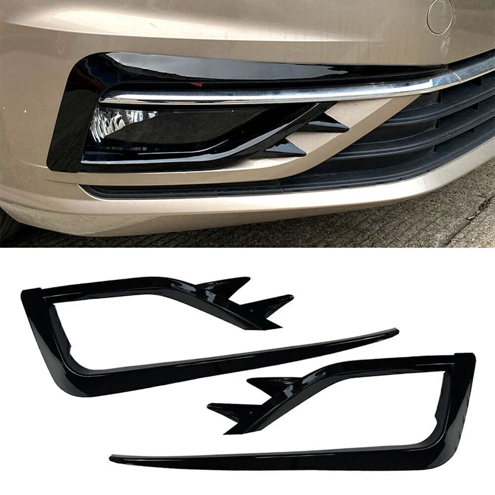 Front Bumper Fog Light Grille Cover Trim Wind Knife Razor Style Canards Custom Kit For Volkswagen Golf 7.5 MK7.5 2017-2020