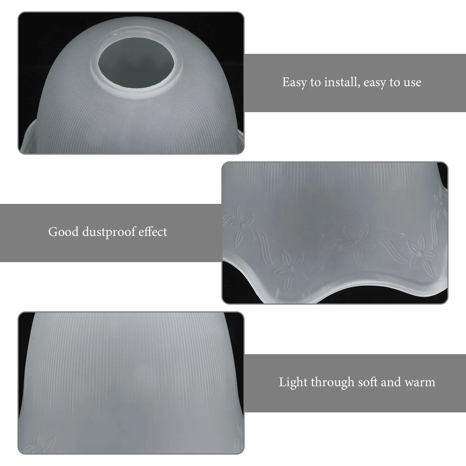 

2Pcs Exquisite Glass Craft Lampshade Simple Structure Easy Install Creative Cover Glass Light Shade E27 Lightbulb Lampshade