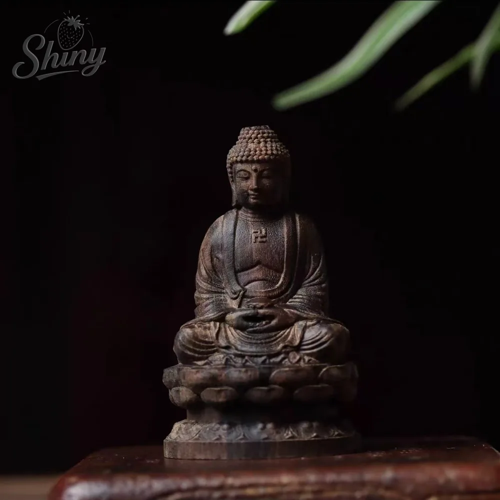 

Incense Wood Carving Lotus Sitting Statue of Buddha Dainichi Buddha Ornaments Sakyamuni Buddha Statue Home Craft Gifts