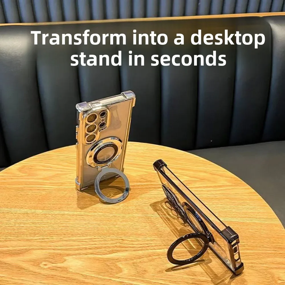 Przezroczyste etui ochronne z galwanizowaną podstawką do Samsung Galaxy S25 S24 FE S23 Ultra Plus A16 A26 A36 A56 A15 A35 A55 A07 A17