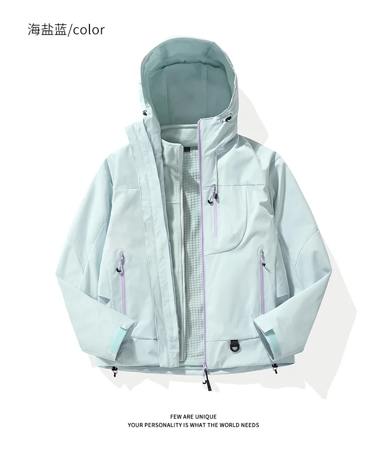 Wind- und wasserdichte Outdoor-Jacken zum Wandern, Camping, Angeln, Bergsteigen, mit Fleece gefütterte, wind- und wasserdichte Mäntel – Detail 22